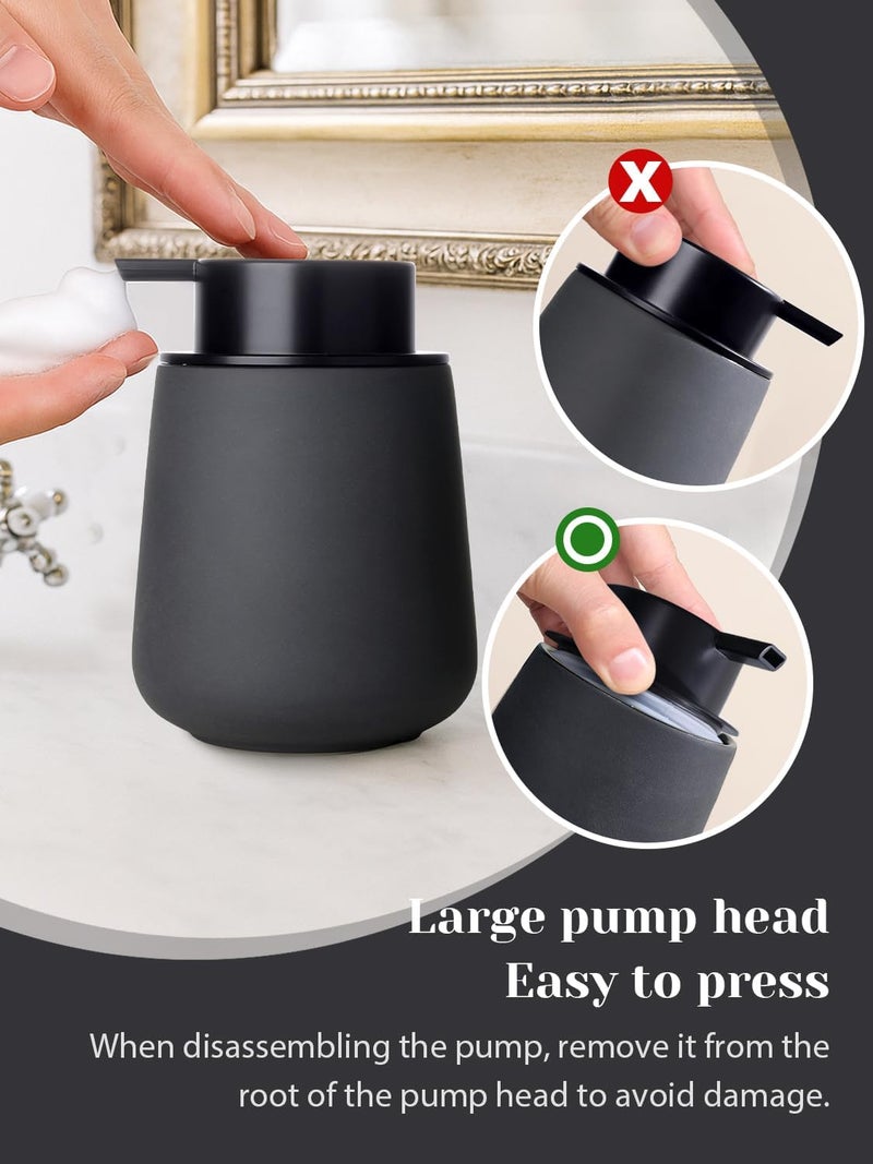 INGOFIN Ceramic Foaming Soap Dispenser - 12oz Foam Hand Soap Dispenser Bathroom, Ceramic Dish Soap Modern Dispenser with Pump for Kitchen, Matte Grey - Image 4